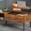 Hybirdmarket - Luxury Wooden Tea Table with Hydraulic Lifting Top